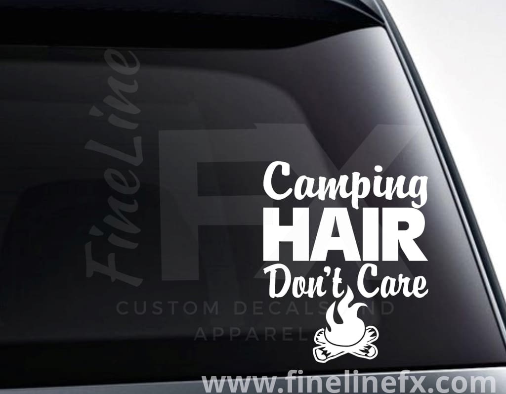 Camping Hair Don't Care Campfire Vinyl Decal Sticker