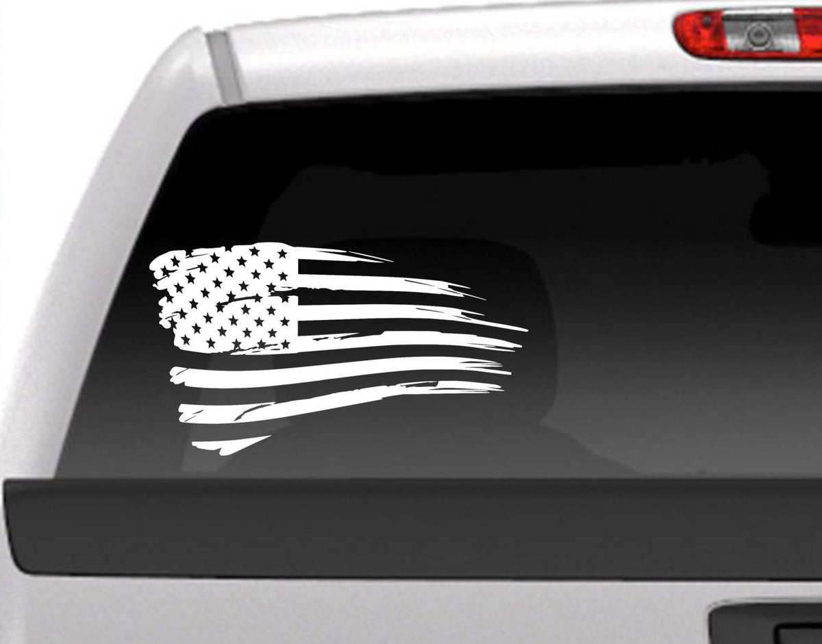 Distressed American Flag Vinyl Decal Sticker USA Patriotic Decal