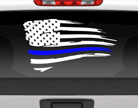 Download Distressed American Flag With Blue Line For Police Support ...