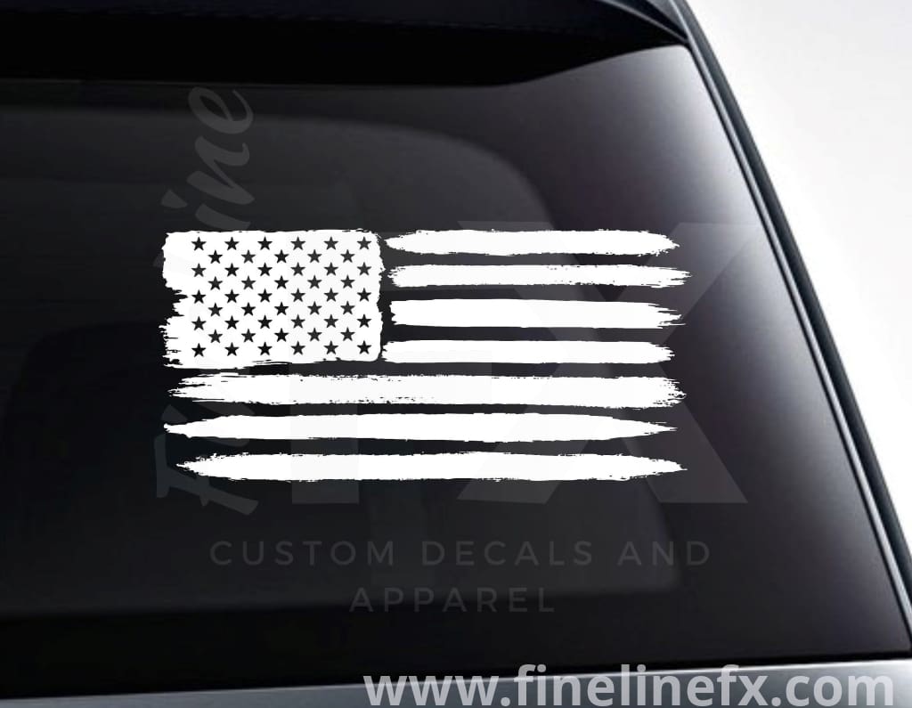 Distressed USA American Flag Vinyl Decal Sticker