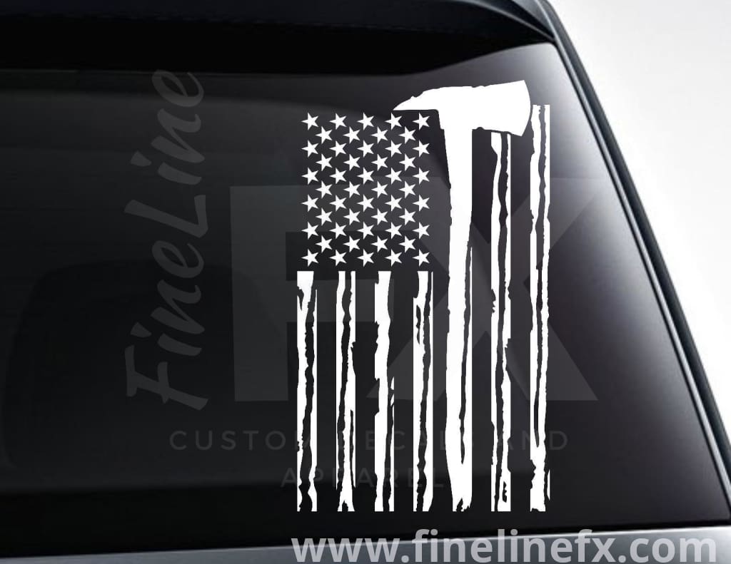 USA American Flag with Red Line for Fireman Support Vinyl Decal