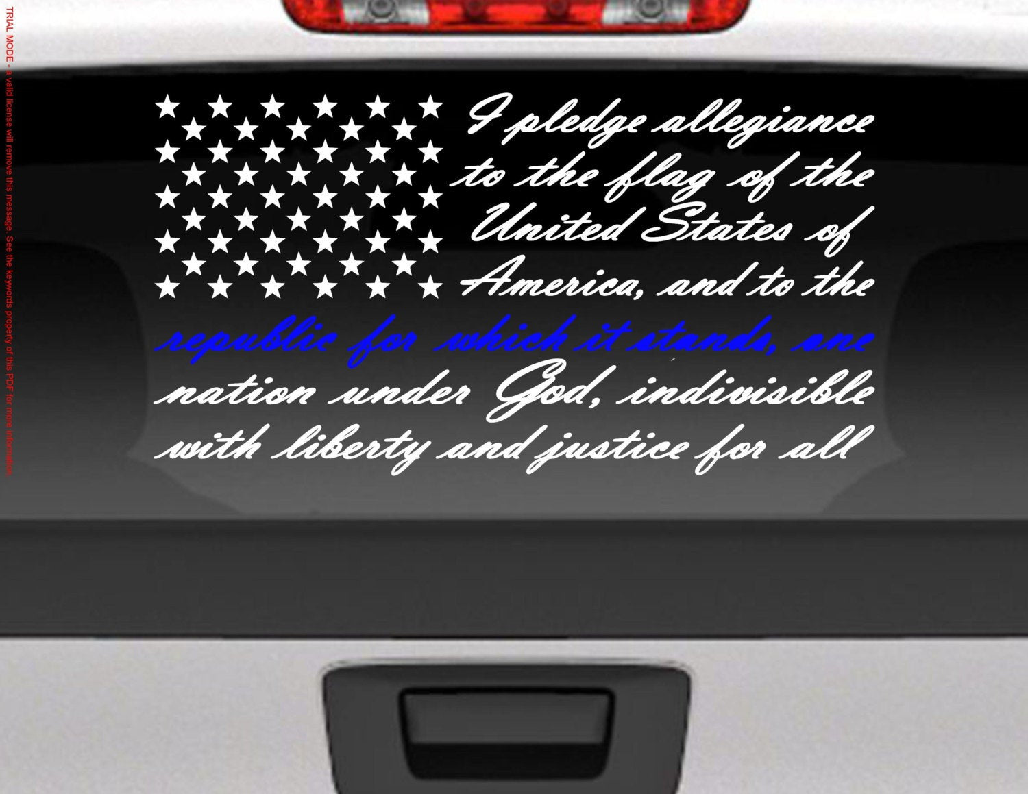 Download Pledge Of Allegiance American Flag Vinyl Decal Sticker Blue Line For