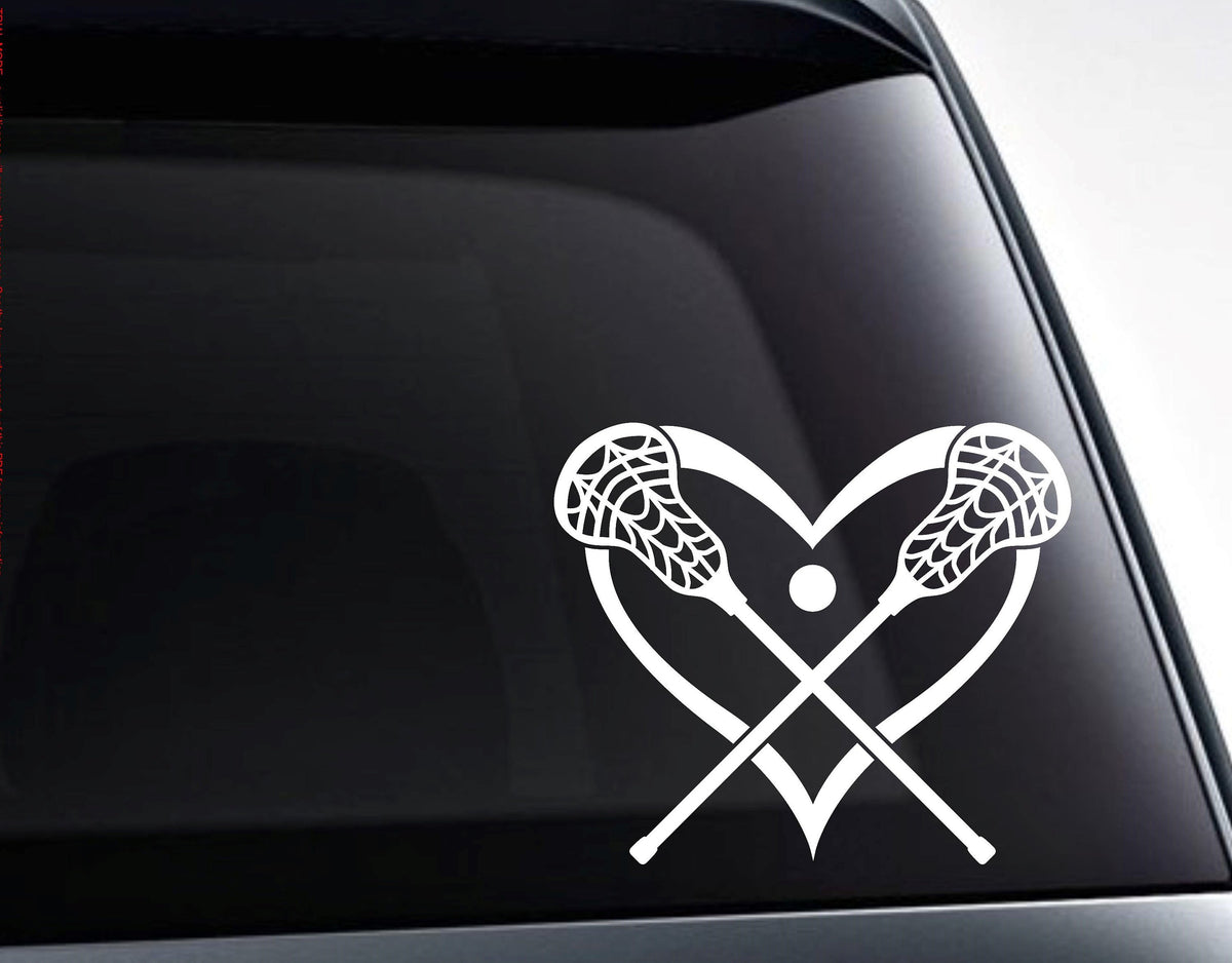 lacrosse sticks heart love lacrosse vinyl decal sticker