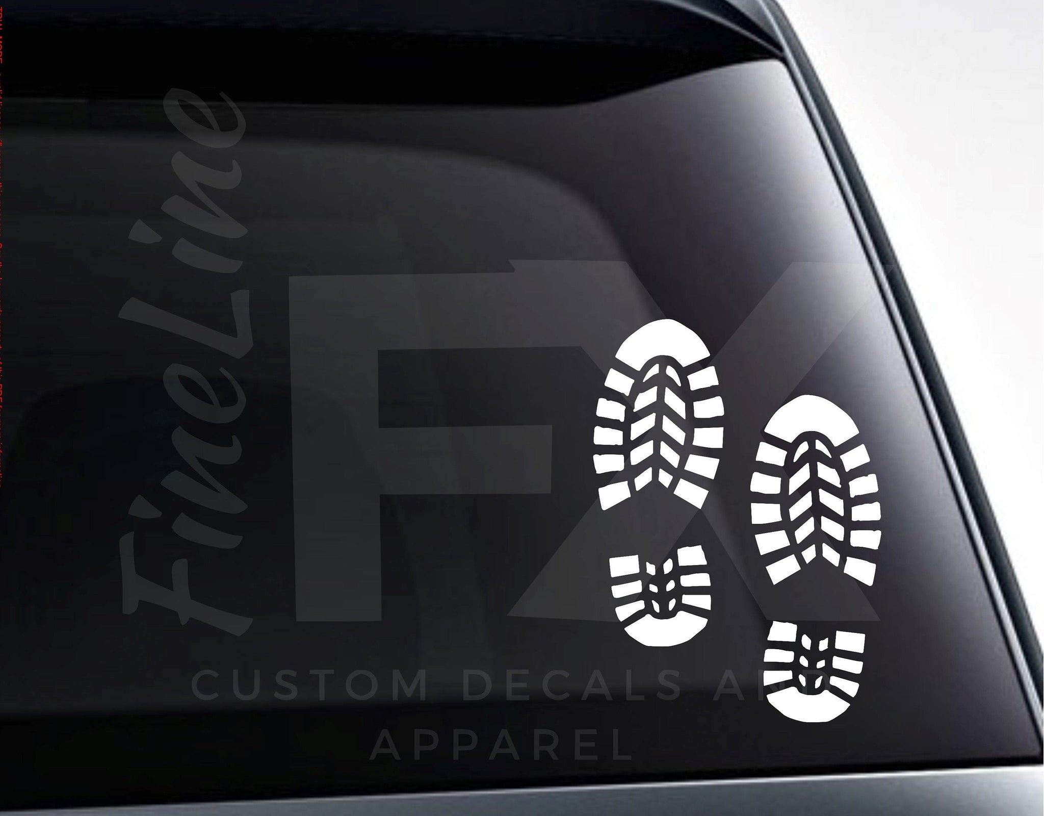 Hiker Boot Prints, Outdoors Trail Hiking Vinyl Decal Sticker