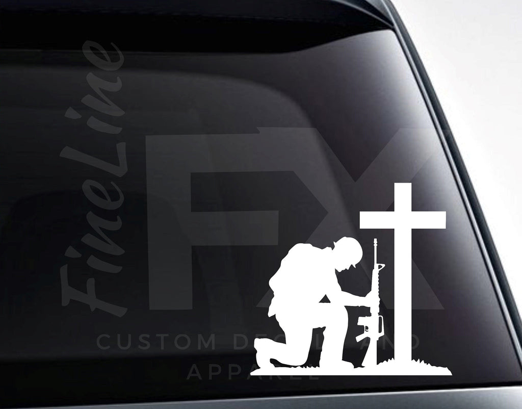 Fallen Soldier Battle Cross Vinyl Sticker - Battlefield Honor - Die Cut