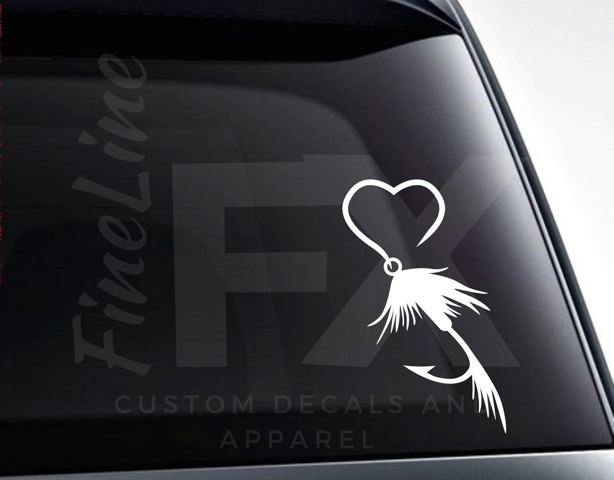 Download Heart Fly Fishing Lure Vinyl Decal Sticker