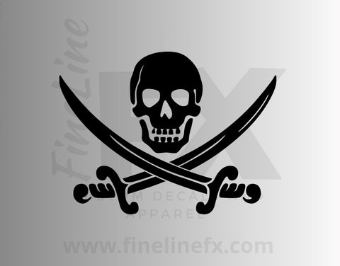 Pirate Skull With Crossed Swords Vinyl Decal Sticker