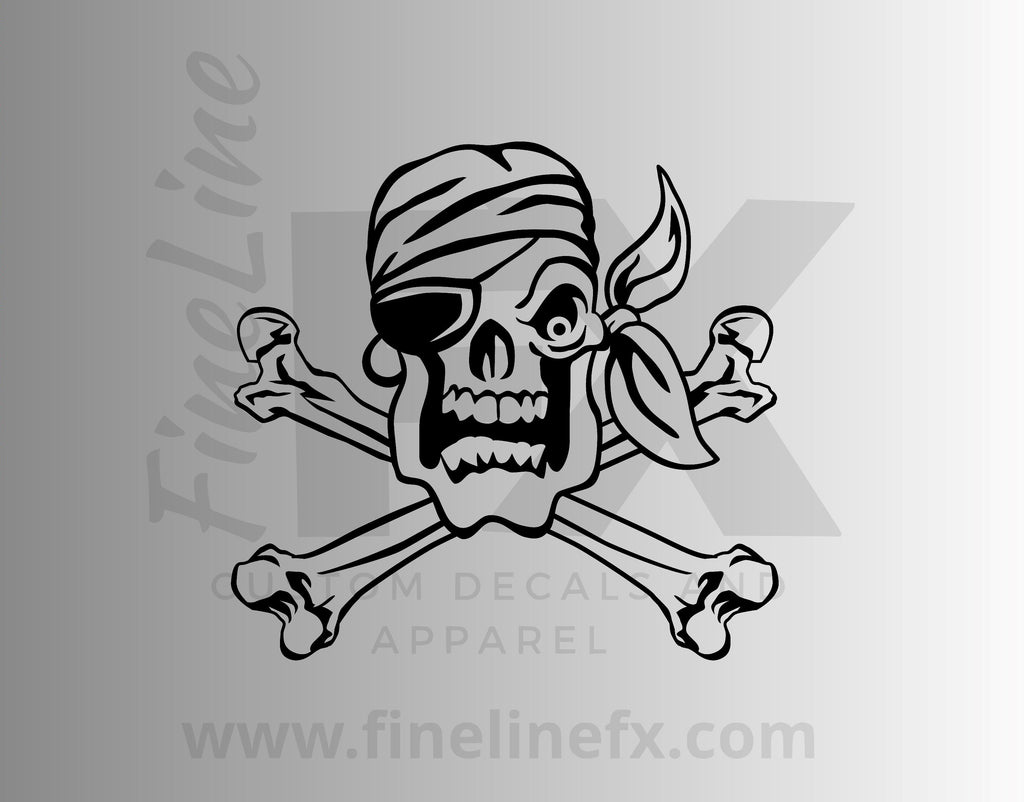 Skull Crossbones Pirate - Decal Sticker - Multiple Color & Sizes - ebn991