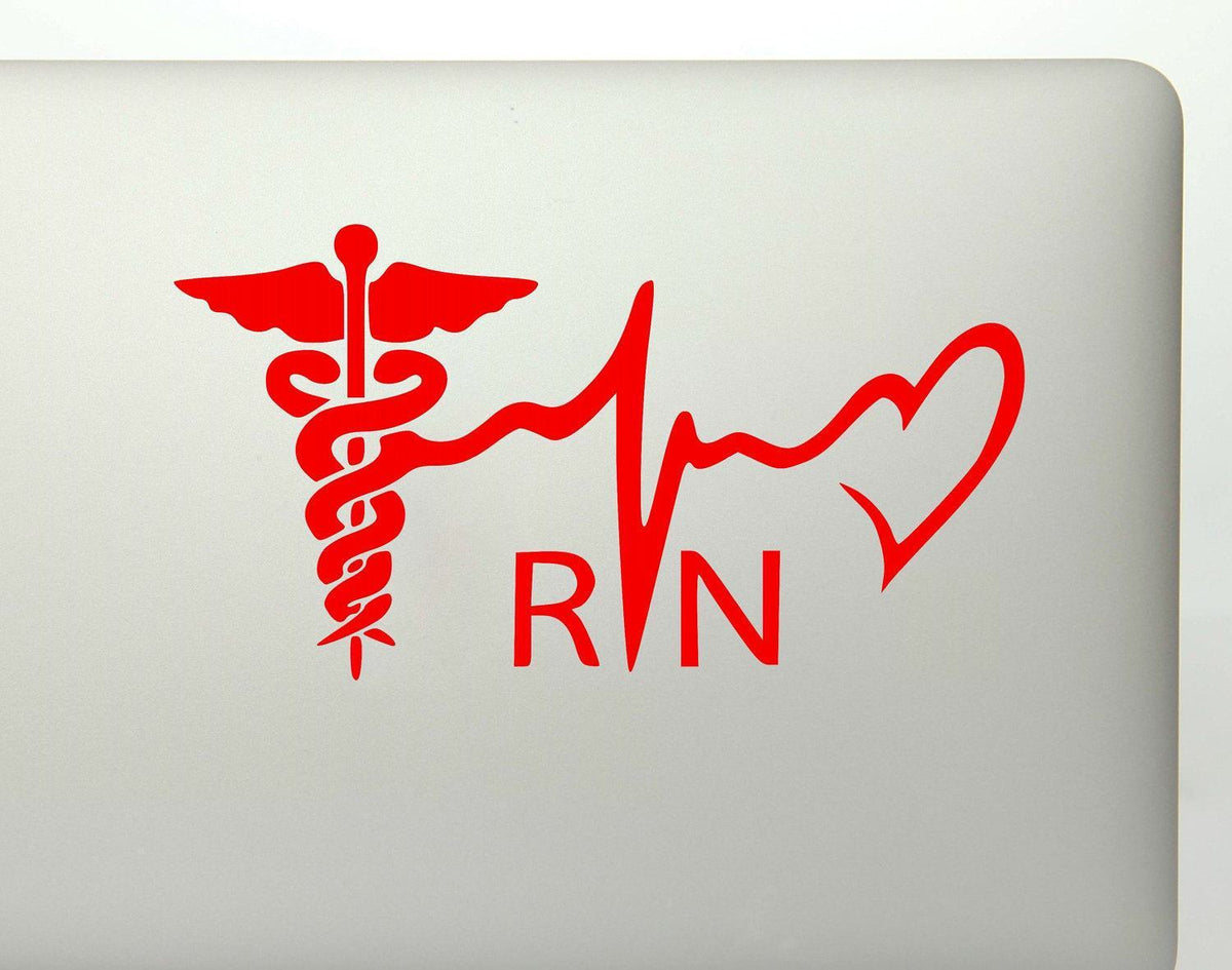 rn nurse medical symbol heartbeat vinyl decal sticker