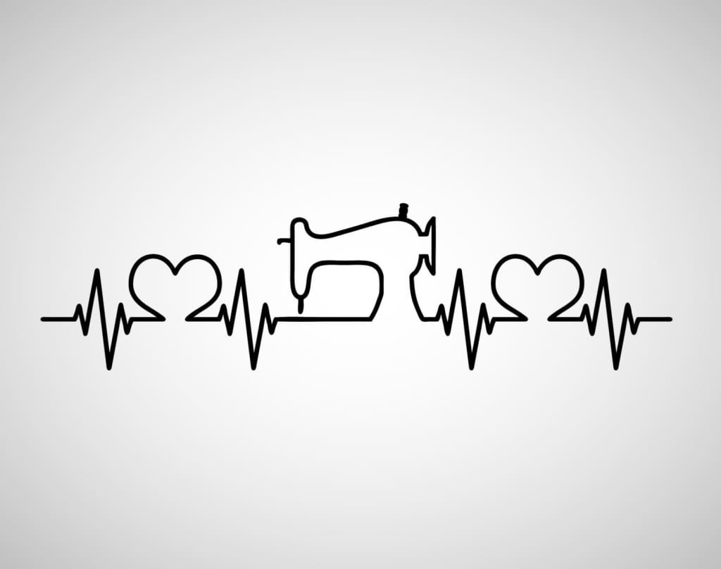 sewing machine heartbeat vinyl decal sticker