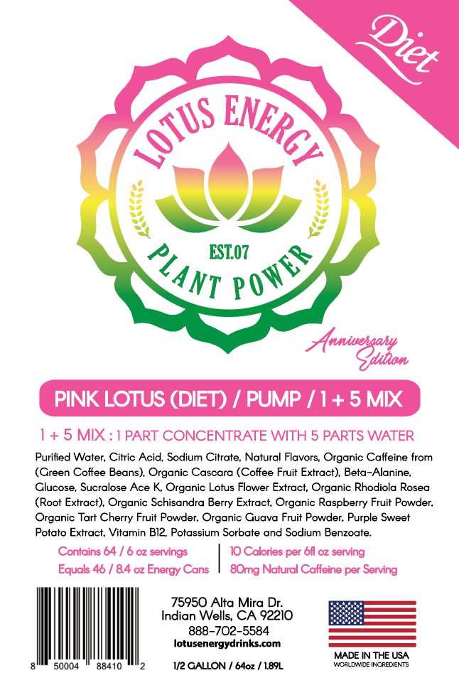 Diet Pink Lotus Energy Concentrate 1/2 Gallon Pump & Serve