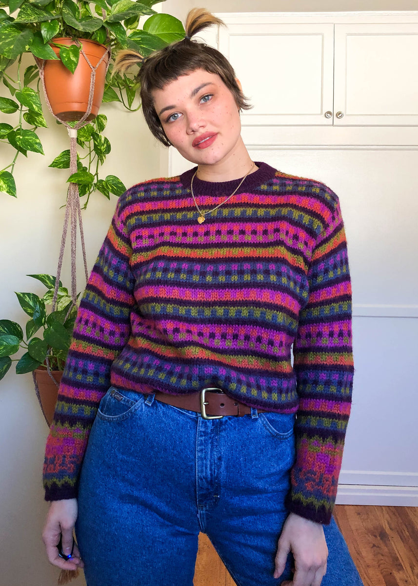 Vintage United Colors of Benetton Rainbow Fuzzy Sweater - XL – Isabel ...