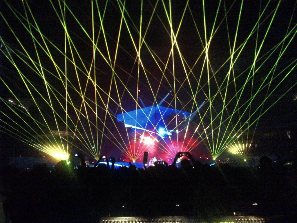 Festival with laser controlled by DMX console