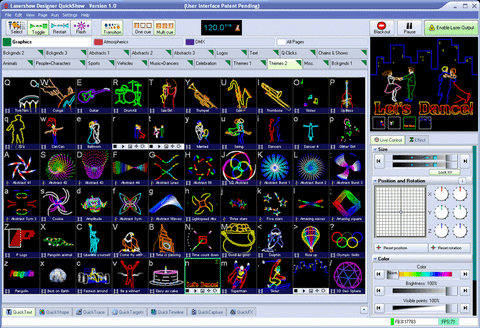 QuickShow Laser Software Main Screen