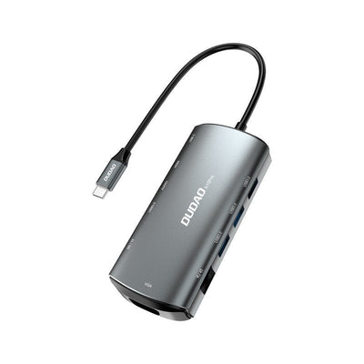 Мултифункционален хъб Dudao, 11в1 USB-C, PD, 60W, HDMI, 3.5 mm Mini Jack, 1X USB 2.0, SD, Micro SD, VGA, RJ45, 3X USB 3.2 Gen 1, сив (A15Pro grey)