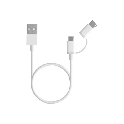 Кабел за данни Xiaomi Mi 2 in 1, MicroUSB - USB Type C, 30 см, White (SJV4083TY)