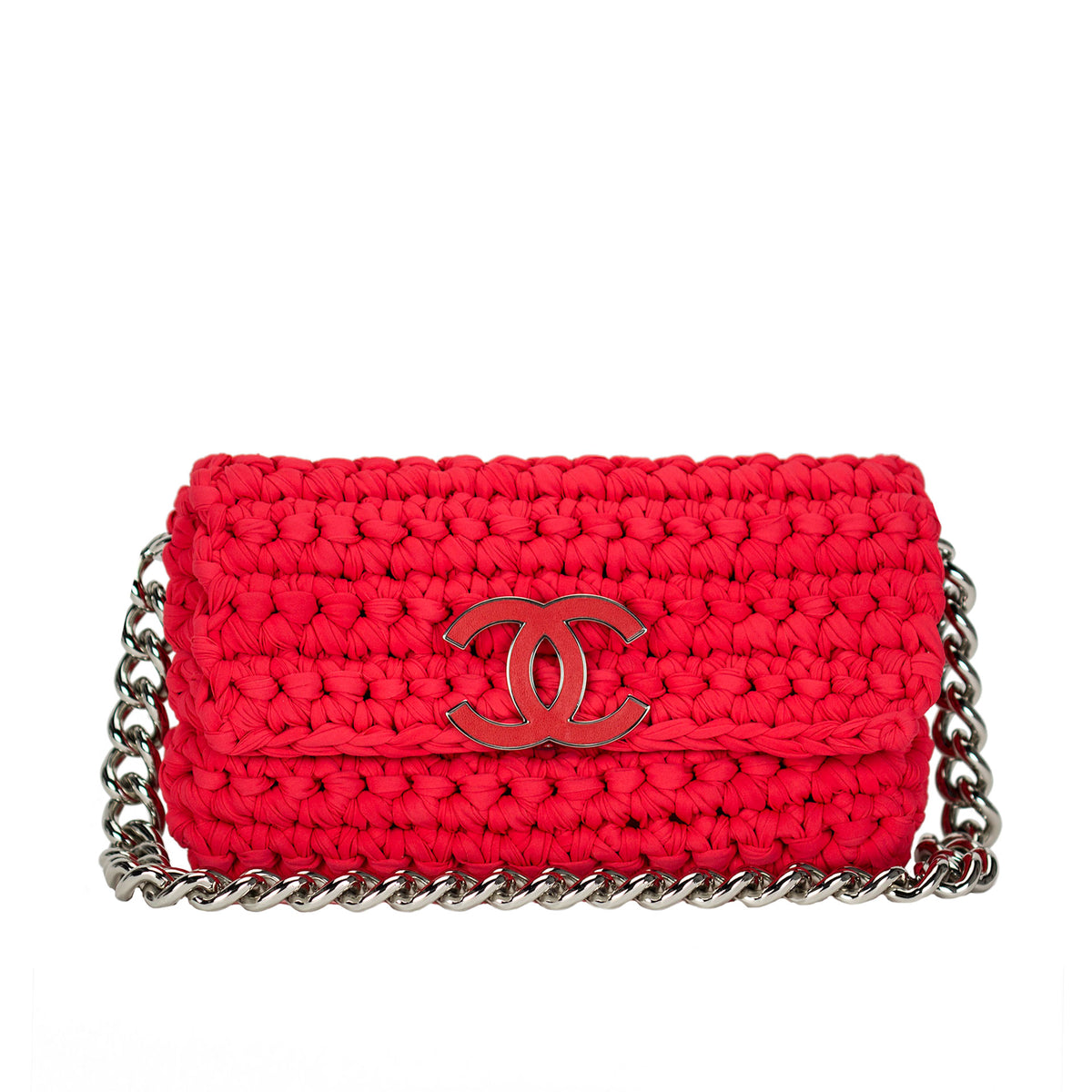 Chanel Red Cruise Crochet Logo Flap Bag – House of Carver