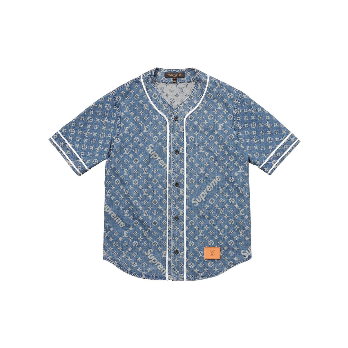 Louis Vuitton x Supreme Blue Jacquard Denim Baseball Jersey – Margaux Luxury Archive LLC