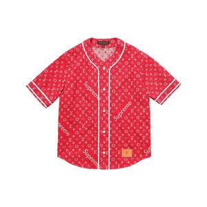 supreme red baseball jersey