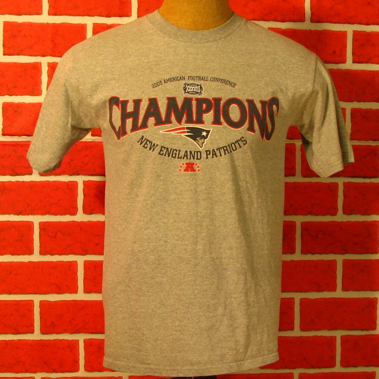 NEW ENGLAND PATRIOTS VINTAGE 80s CHAMPION RED LOGO NFL FOOTBALL TSHIRT SMALL