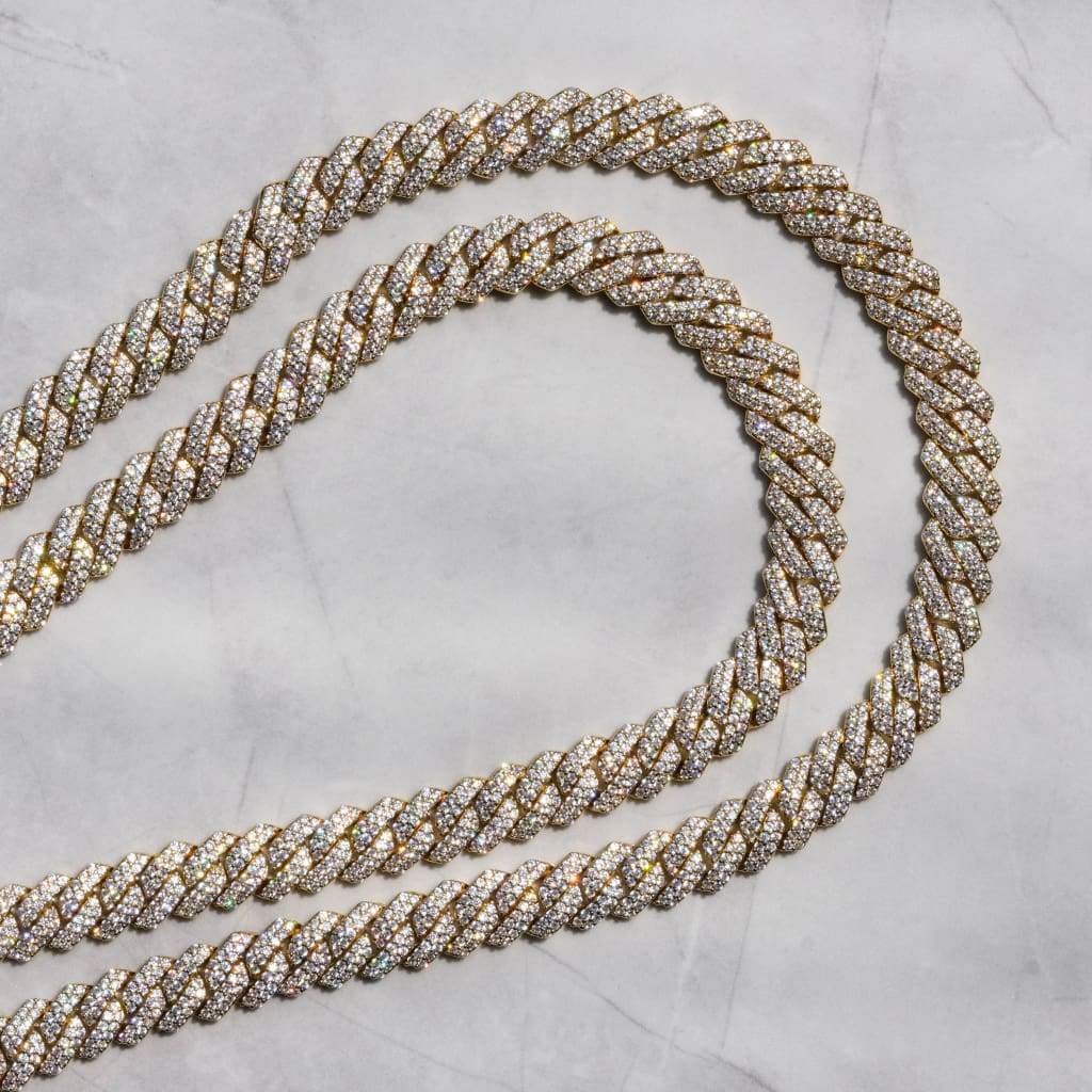 14k Tri Tone Gold Diamond Cuban Chain 11.42 Ctw