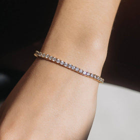 Rose Gold Diamond Bracelet For Women Stock Photo - Download Image