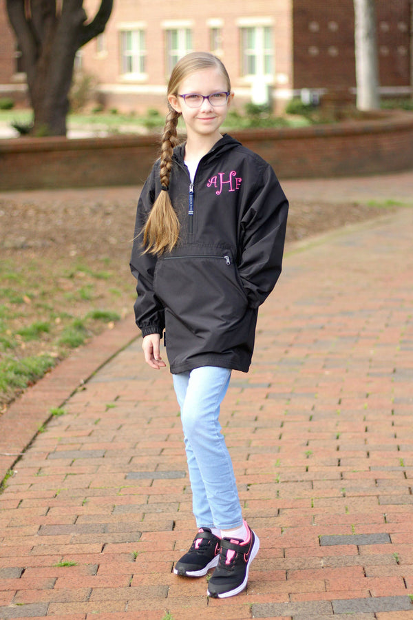 Monogrammed Pullover Packable Rain Jacket Personalized 