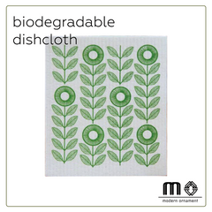Green Flower Biodegradable Dishcloths