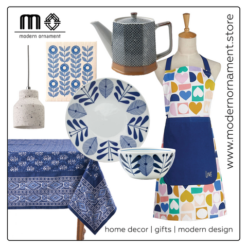 Modern Ornament's Dark Blue Kitchen and Dining Room Textiles Product Collage