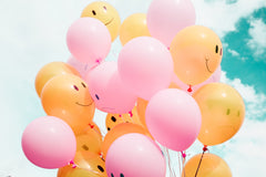 Photo of Sky, Clouds and Balloons with Happy and Sad Faces