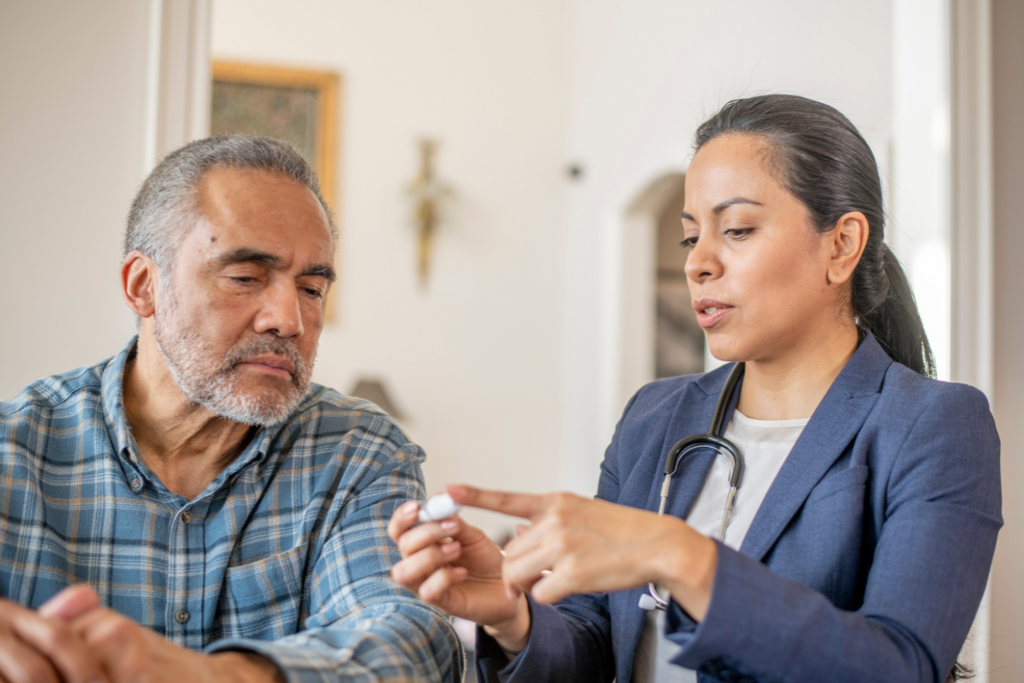 Person receiving treatment for diabetes