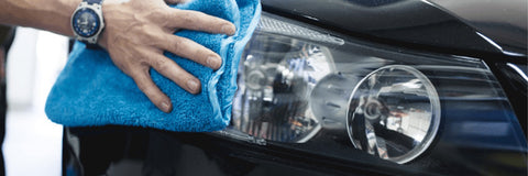 Washing the car headlights