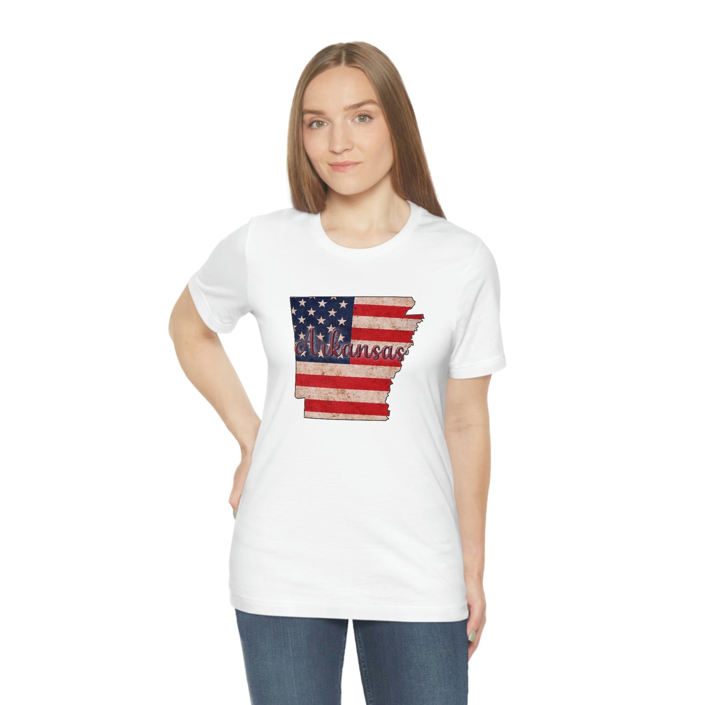 Arkansas US Flag Unisex Jersey Short Sleeve Tee Tshirt T-shirt