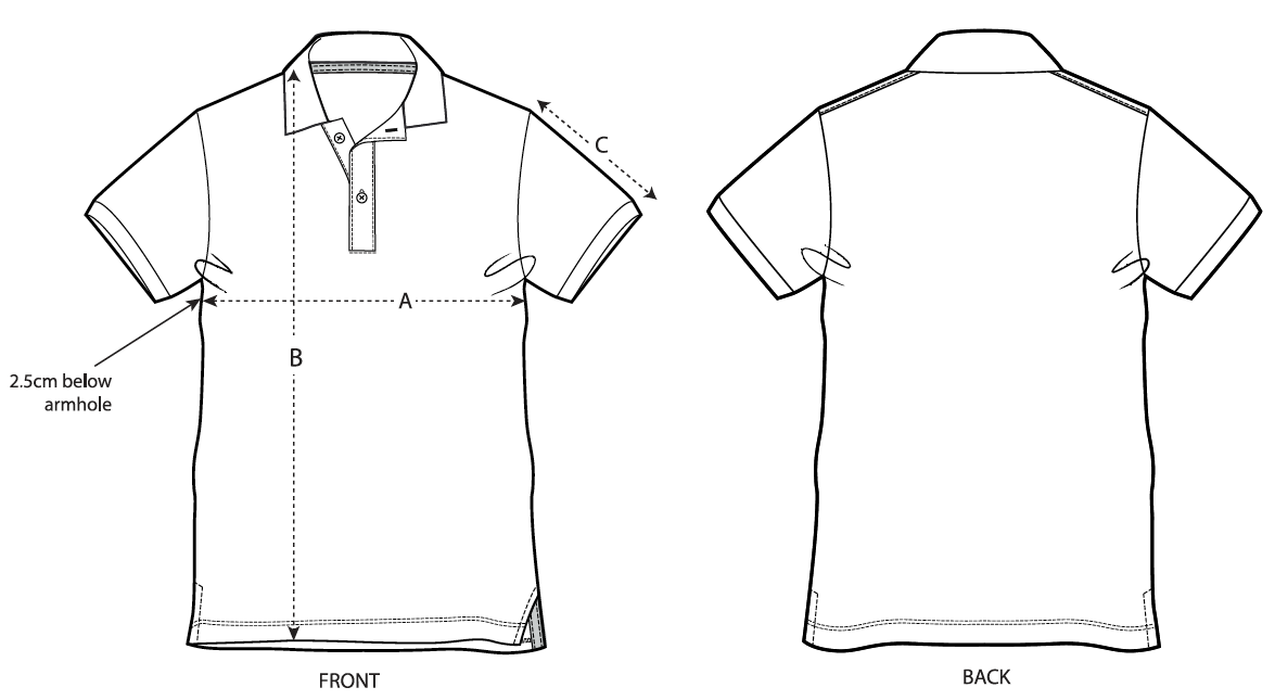 Unisex Polo Size Guide 
