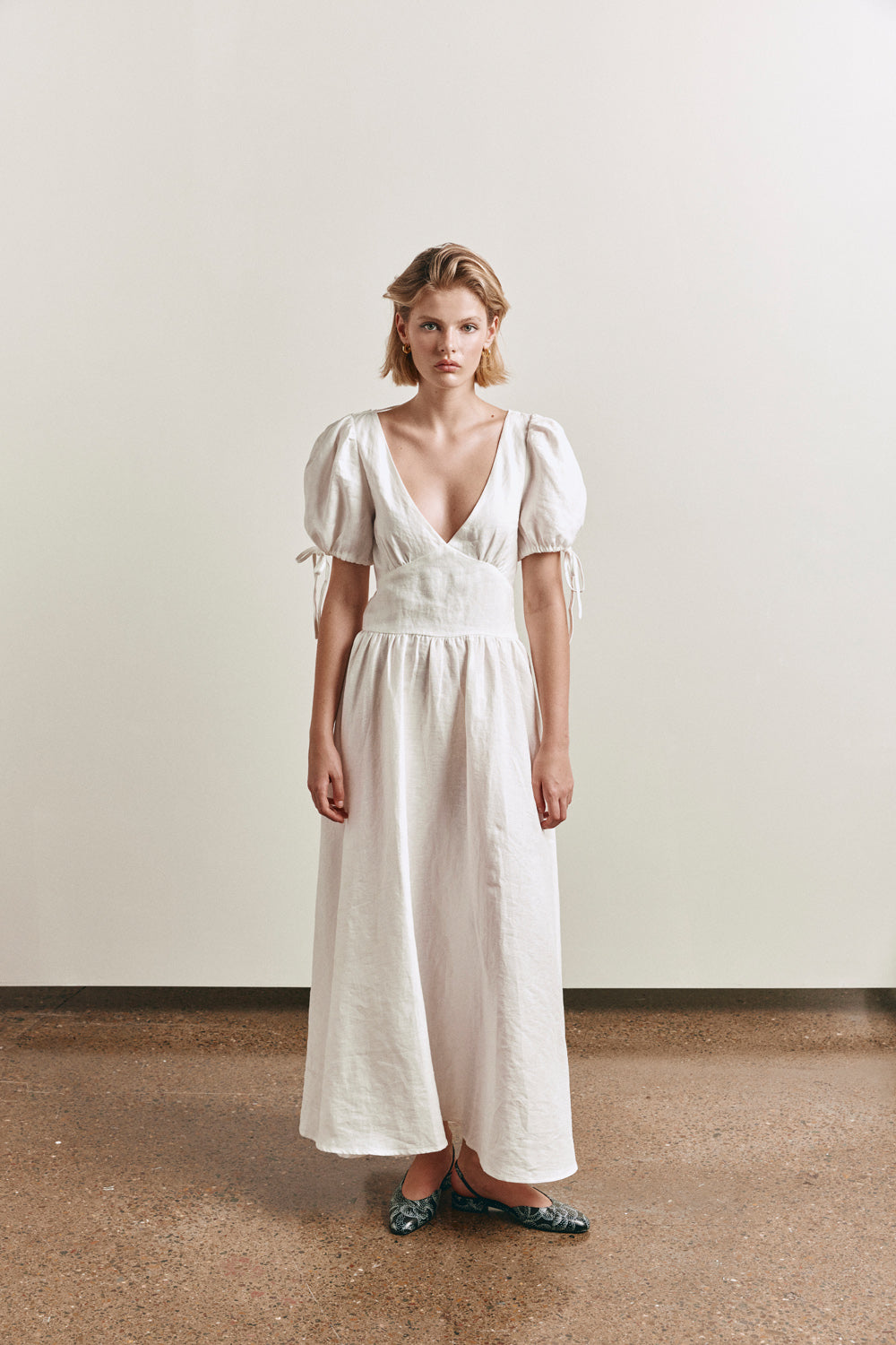 Paradiso Linen Midi Dress White