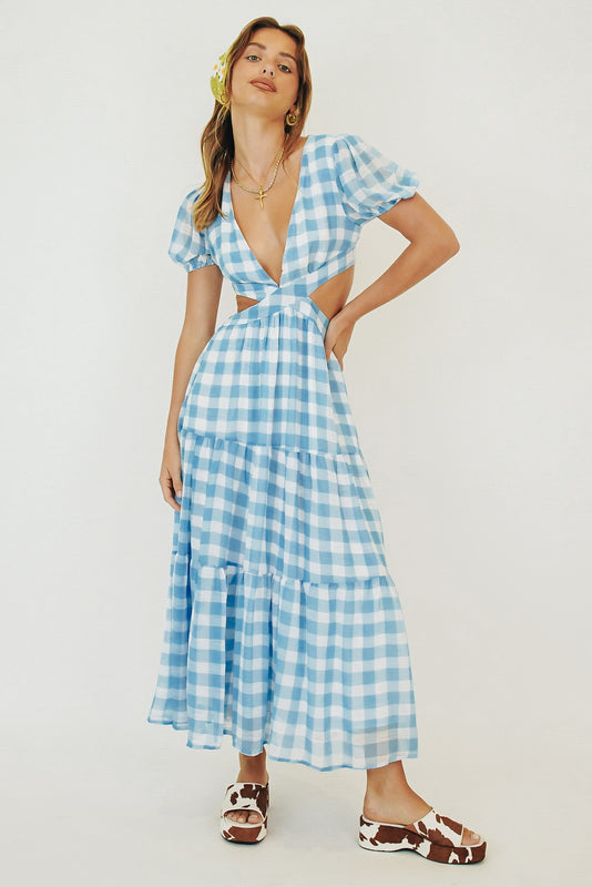 On Paris Time Maxi Dress // Sky