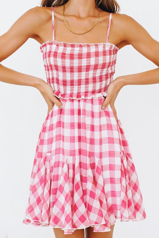 Sunday Picnics Shirred Mini Dress // Pink