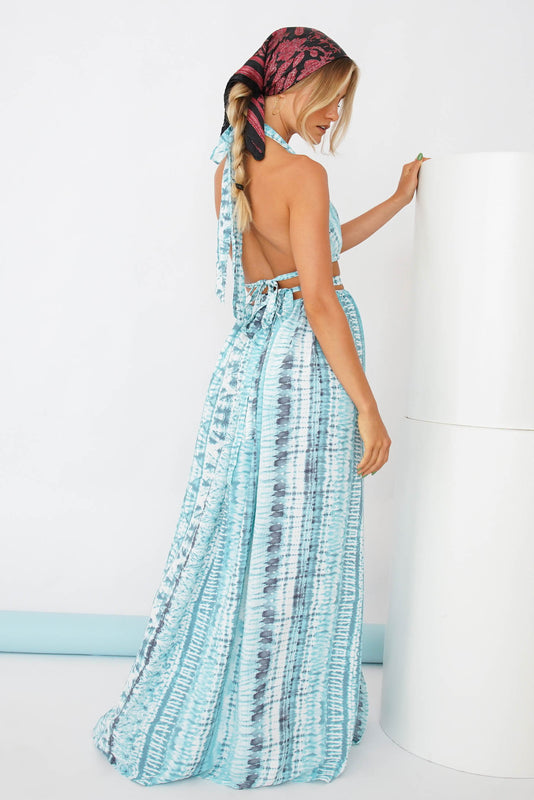 La Fiesta Halter Maxi Dress // Aqua