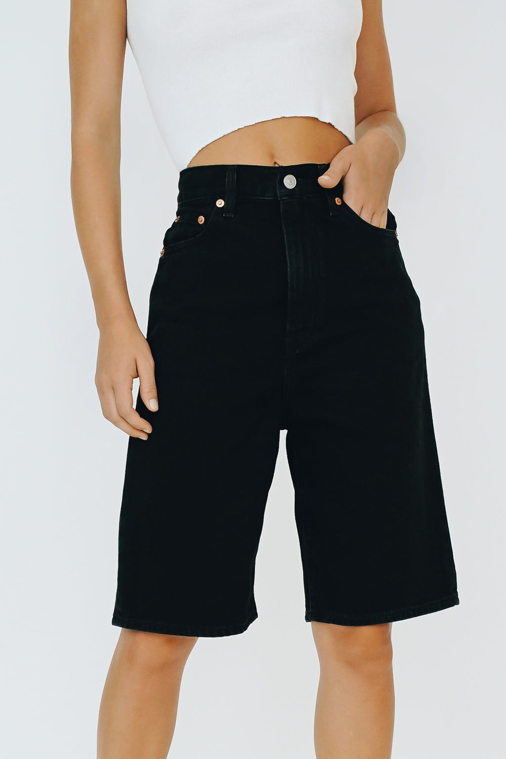 Levi's High Loose Bermuda Shorts // Black – VRG GRL