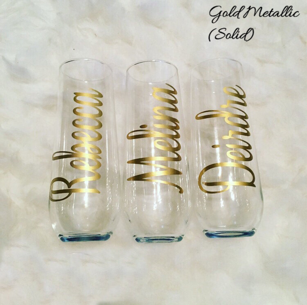 stemless glass champagne flutes