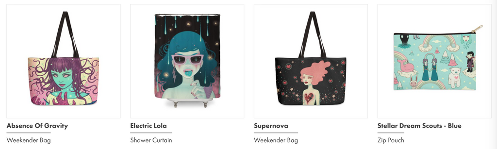 Tara McPherson threadless shop T-shirts homewares pillows bags totes