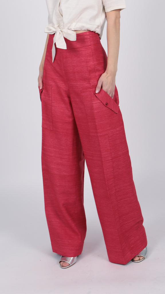 Women's Wide Leg Pants, Crimson Red Pant