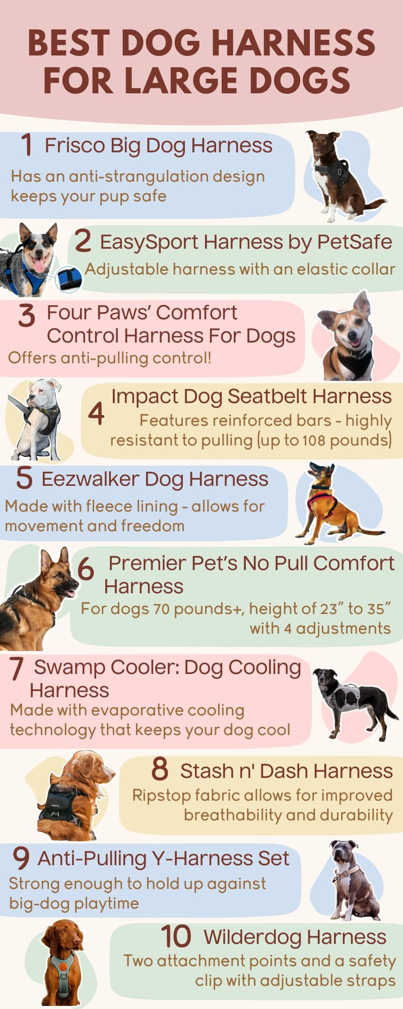 best dog harness for large dogs infographic