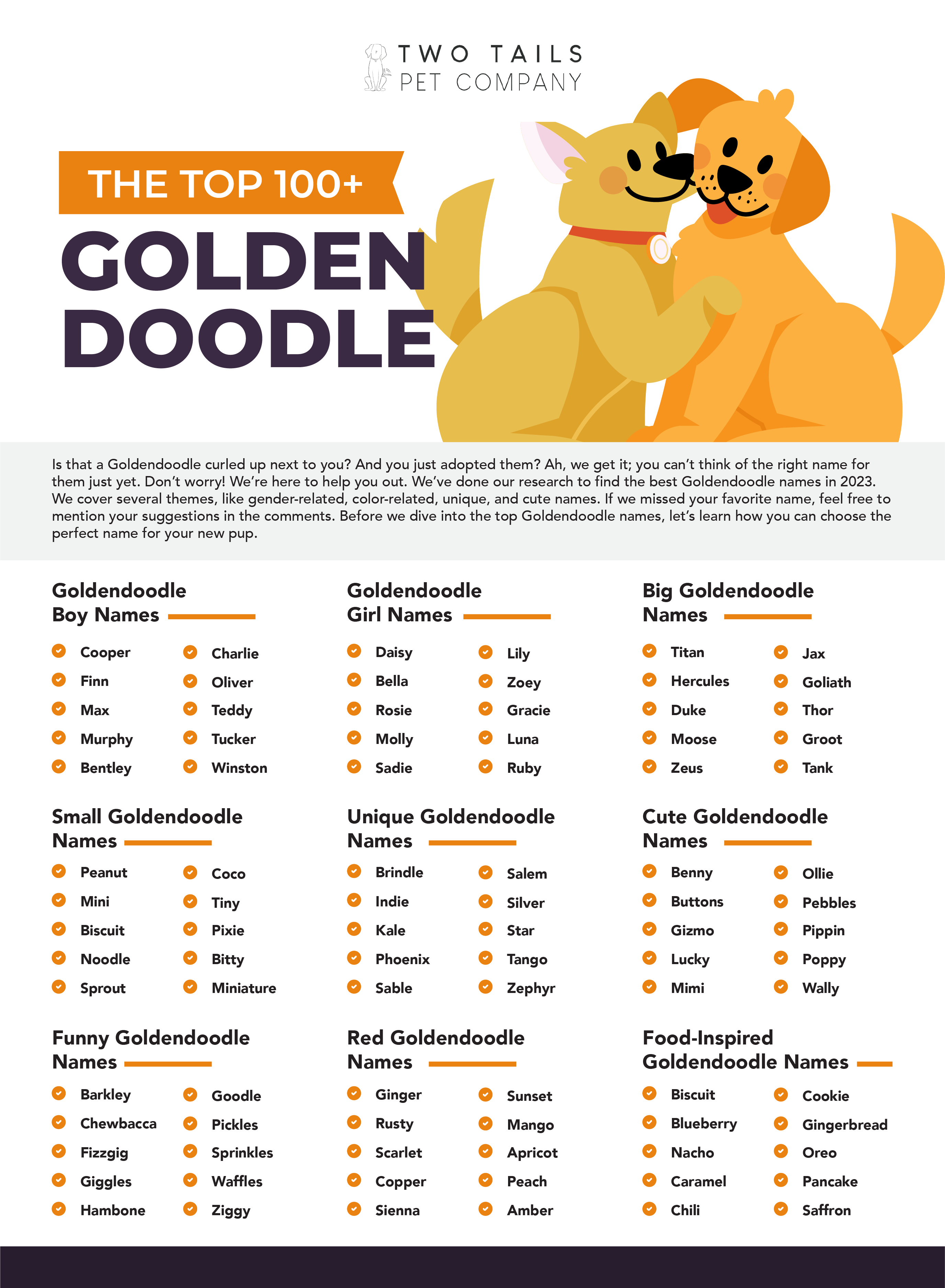 infographic of golden doodle dog names