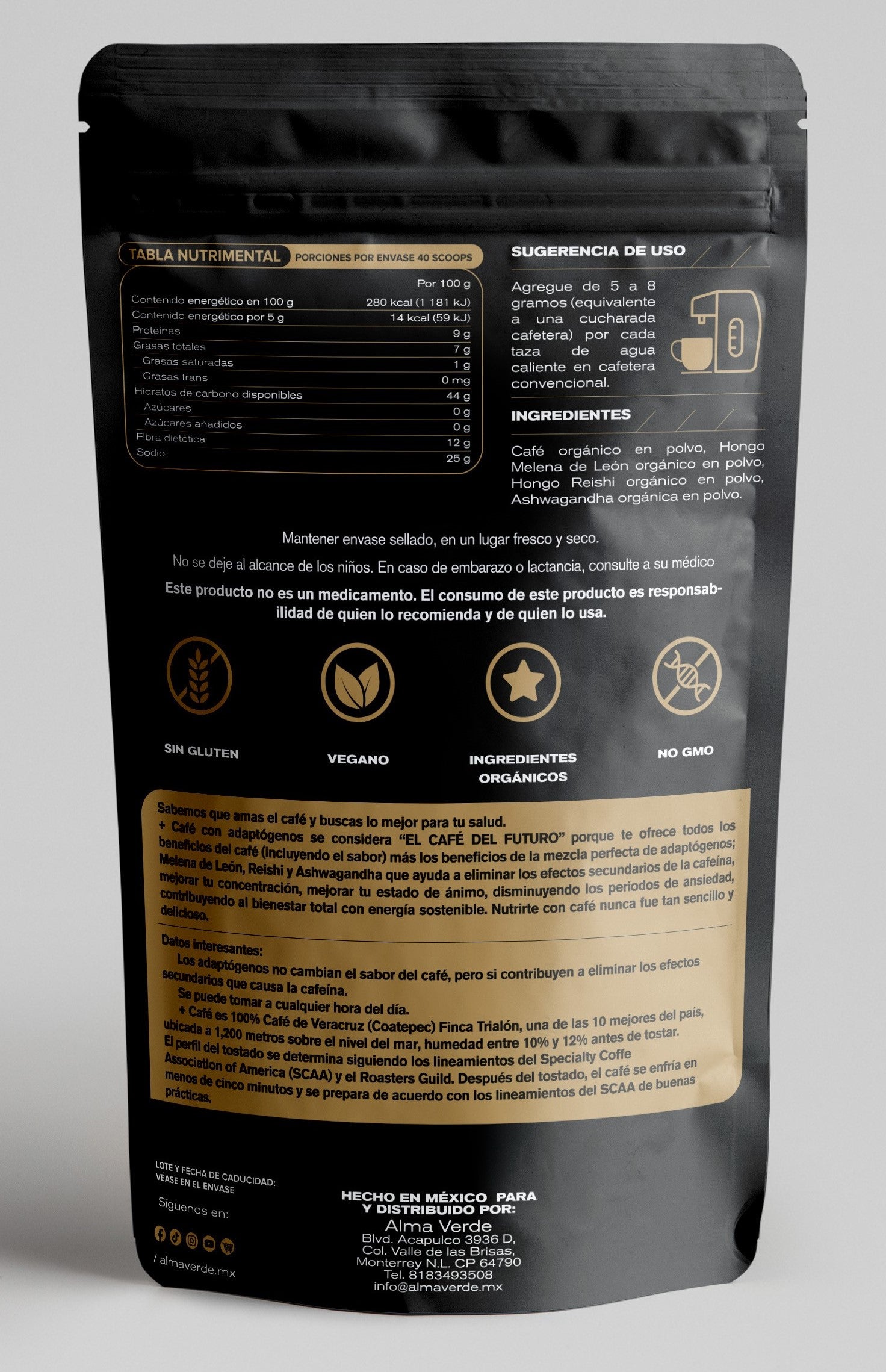 + Cafe Suplementos Se debe tomar alrededor de