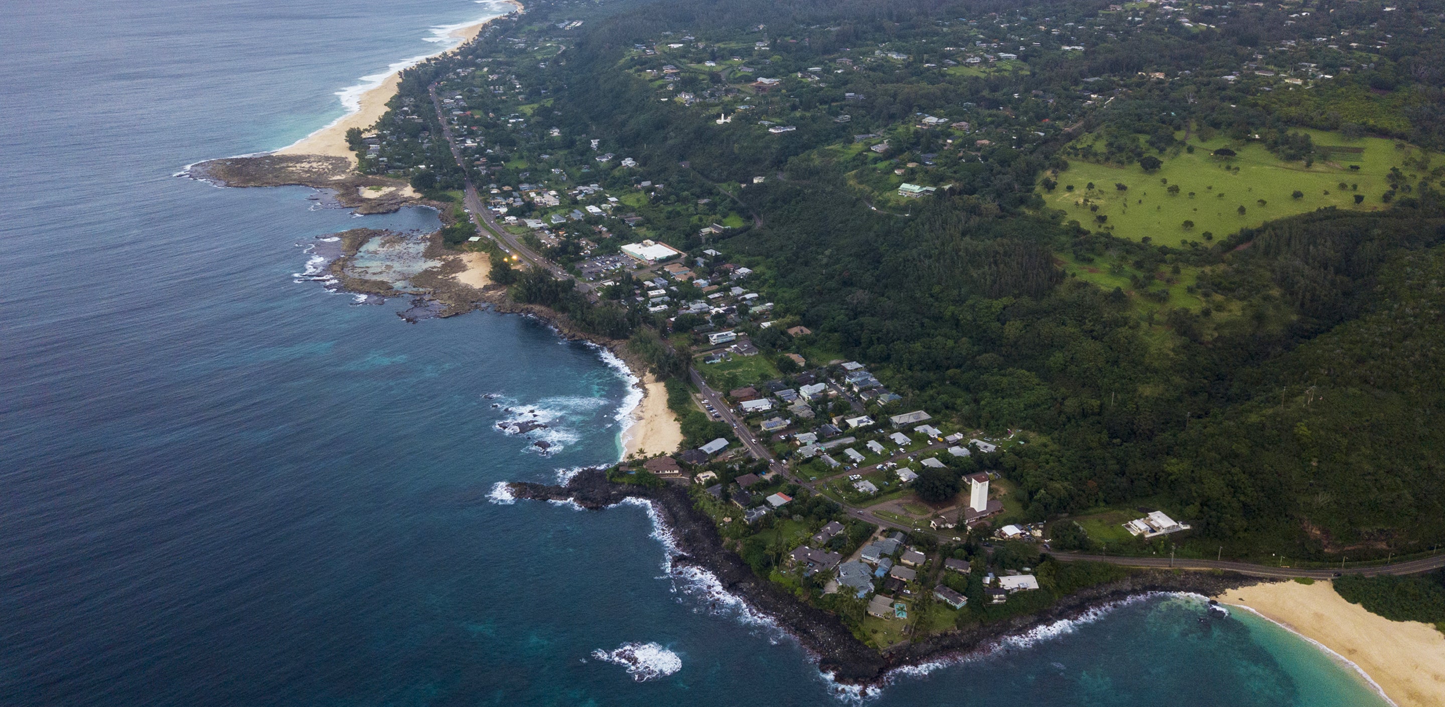 arial view of Oahu's North  Shore coastline 