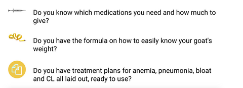 Medications, goat weight and treatment plans