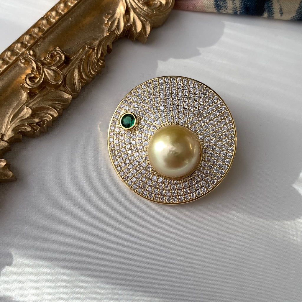 Zinnia Multicolor South Sea Pearl Brooch