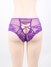 Plus Size Sexy Purple High Waist Lace Strappy Panty