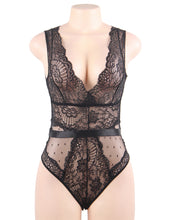 Plus Size Black Deluxe Lace Stitching Teddy